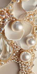 Beautiful pearls macro photography background	
