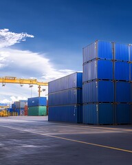 Fototapeta premium Cargo shipping containers at a port for freight and logistics