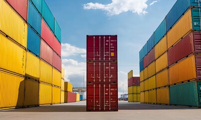 Fototapeta premium Cargo shipping containers at a port for freight and logistics