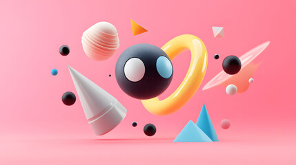 3D three-dimensional rendering artificial creative geometric background display booth