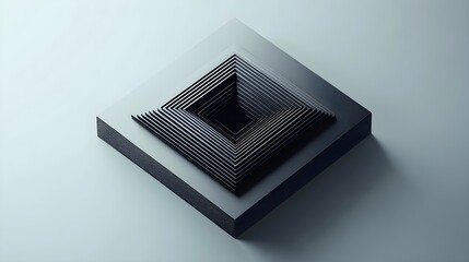 Abstract layered square shapes, 3D rendering minimal design, modern geometric pattern background