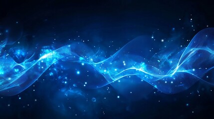 Abstract Blue Glowing Wave Pattern