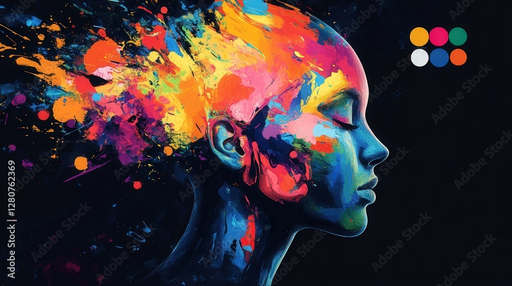 Poster ai-powered art app that allows users to generate color palettes based on specific themes, emotions, 