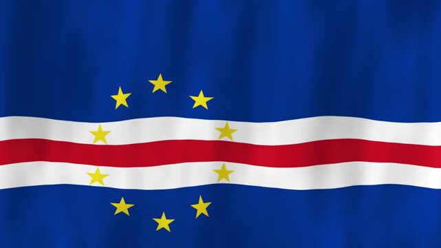 Cape Verde flag country animation 3D symbol design waving in wind movement national patriotism world culture emblem banner stars West Africa republic blue red yellow white