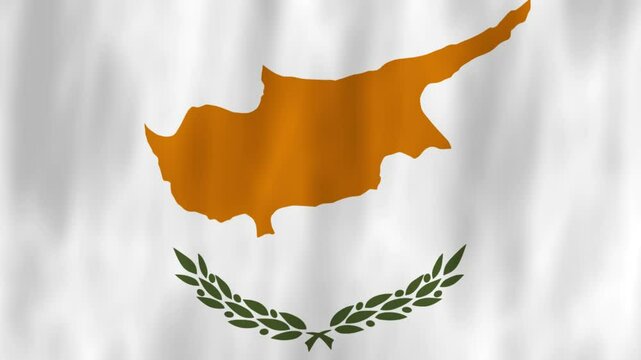 Cyprus flag country animation 3D symbol design waving in wind movement national patriotism world culture emblem banner Middle East Mediterranean Nicosia white olive