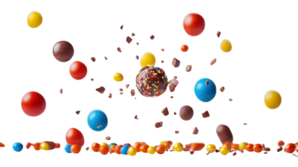 Colorful candy explosion creating a festive and playful atmosphere in the kitchen