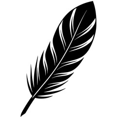 Fototapeta premium Black Feather Silhouette Vector Icon Crisp & Detailed.