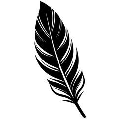 Fototapeta premium Black Feather Silhouette Vector Icon Crisp & Detailed.