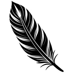 Obraz premium Feather Silhouette Vector Icon White Background.