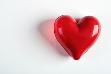 Obraz premium Perfectly formed red heart on pure white background, holiday, card, stock