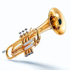 Naklejka premium Golden Trumpet on White Background.