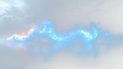 a group of blue clouds floating in the water