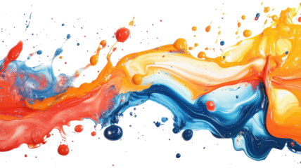 Vivid splashes of color dancing on a white canvas create a stunning abstract artwork