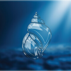 Glass Effect Conch Shell - Transparent Underwater Vector Illustration