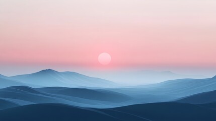 Serene Blue Mountains Sunset Landscape