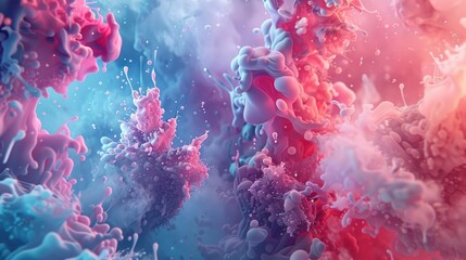 Organic shapes evolving like natural elements in vibrant colors