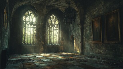 Obraz premium A deserted castle where the paintings whisper ancient prophecies