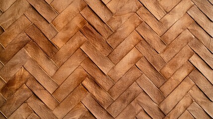 A close-up of a woven pattern featuring a herringbone design in warm, natural tones, showcasing texture and craftsmanship.