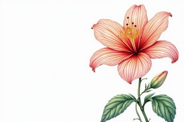 Naklejka premium Delicate, continuous line art flower illustration, isolated , simple, sketch