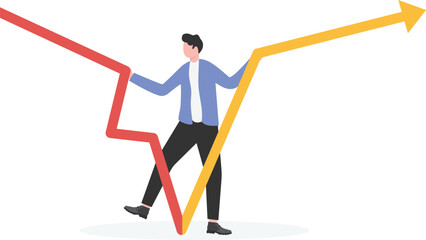 Fototapeta premium Businessmen solve company business problems to help businesses survive crisis and succeed. 