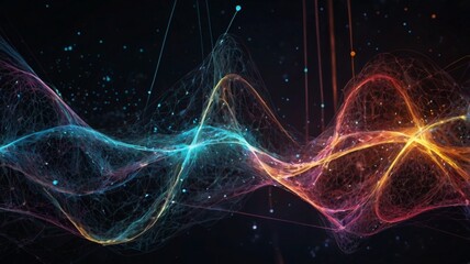 Fototapeta premium Abstract background with glowing dotted lines - ai generative