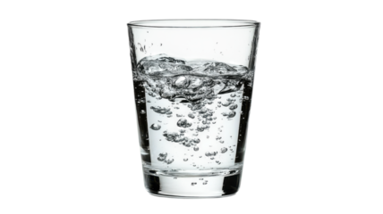 Refreshing bubbles dance in a clear glass filled with sparkling water on a bright day