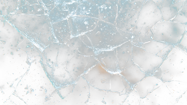 a broken glass window with a light shining through it