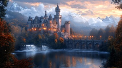 An enchanted castle where paintings come to life and whisper secrets