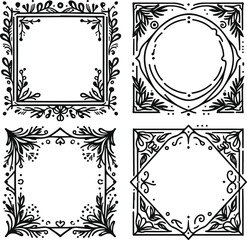 Obraz premium Vintage Style Frames For Decoration And Design On Isolated White Background