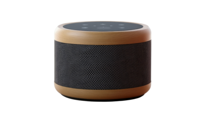 Smart Speaker: A sleek smart speaker, designed with modern aesthetics and innovative technology, captures the essence of entertainment and connectivity. 