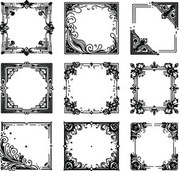 Vintage Style Frames For Decoration And Design On Isolated White Background