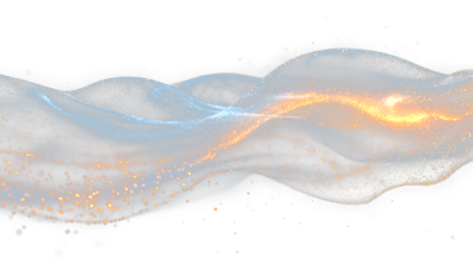 a large, glowing, orange and blue cloud with a black background