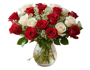 Fototapeta premium A slightly elevated perspective shot of four vibrant bouquets of flowers, each held by a hand, against varying sky backdrops. The bouquets are diverse, with one featuring a mix of colorful wildflowers