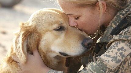 Service dog demonstrating unconditional love and emotional support for PTSD patient therapeutic animal assistance program mental health recovery companion bond