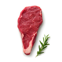 Fototapeta premium Fresh raw beef ribeye steak top view isolated on white background