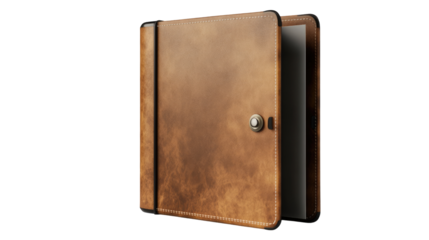 Vintage Leather Journal: An open leather-bound journal, exuding an air of old-world charm, with a classic design and detailed craftsmanship.