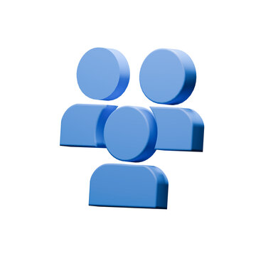 3D Blue User Group Icon &ndash; Teamwork, Community, Social Network Symbol