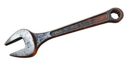Mechanic's Tool: A close-up shot of an adjustable wrench, with its metallic surface revealing wear and tear from its work, conveying the story of hands-on labor, a symbol of problem-solving, craft.