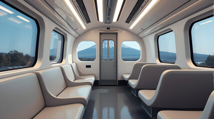 Futuristic Japanese Bullet Train (Shinkansen) Interior