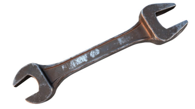 Wrench Close-up: A detailed close-up showcases a single, well-worn wrench, embodying the essence of tools and craftsmanship.