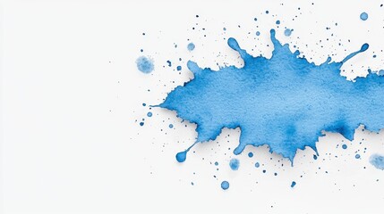 Fototapeta premium Blue ink stain on a white background with vibrant watercolor splash in deep blue tones