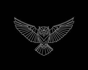 Obraz premium Minimalist Line Bird Emblem: Artistic Owl Design for Creative Education Collection