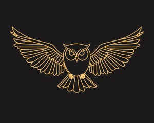 Obraz premium Minimalist Line Art Owl. A Creative Emblem of a Flying Bird in Geometric Style