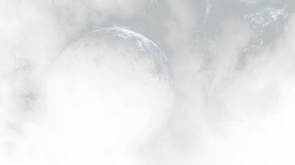 a black and white space scene with a planet in the middle