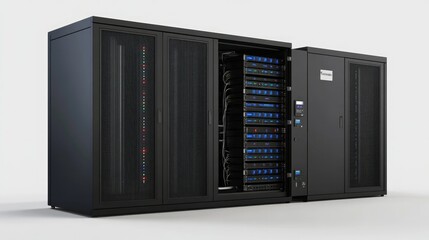 Obraz premium Contemporary Telecom Chamber: 3D Visualization of a Cloud-Enabled Data Hub with Advanced Communication Systems