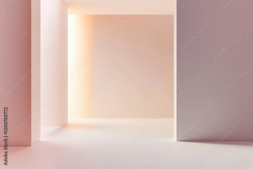 Poster Modern minimalist interior featuring soft gradients and empty space ideal for text placement or artistic expression. Generative AI