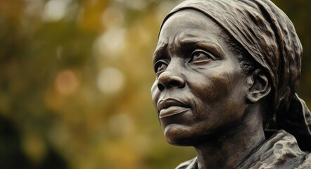 Fototapeta premium Iconic Statue of Harriet Tubman: A Closeup Tribute to Abolition, Equality, and the Fight Against Racism in African American History