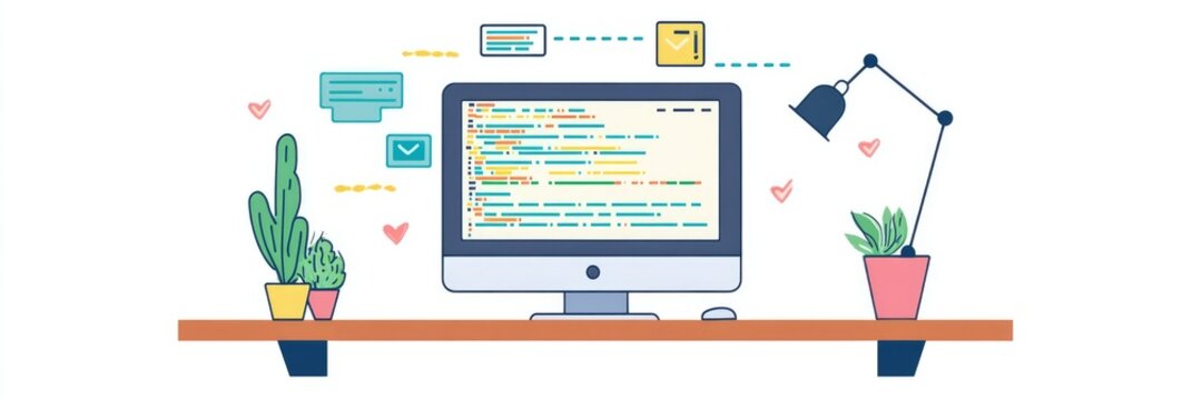 Innovative Web Development. JavaScript Banner for Dynamic Coding and Modern Programming