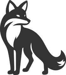 A fox standing alert with ears perked up vector animal silhouette