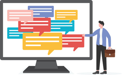 Smartphone communication app concept. Vector flat illustration. Chat,
